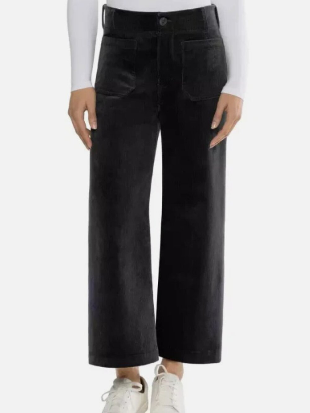 Matty M Women's Wide Leg Corduroy Pant High Rise Black Size L